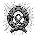two horseshoes representing two lovers, with an infinity symbol representing eternal love. tattoo design idea