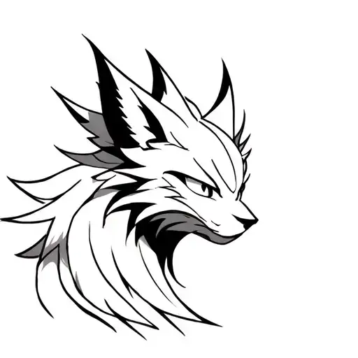 ninetails detailed sketch tattoo design idea