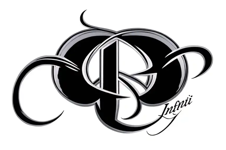 cursive upper case B with Infiniti symbol intertwined tattoo design idea