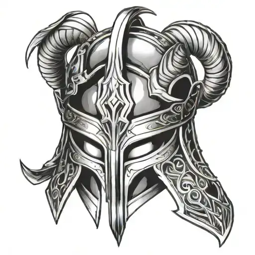 loki helmet with ribbon tied tattoo design idea
