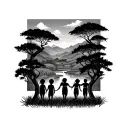 sapa rice fields complementing with 5 children  tattoo design idea