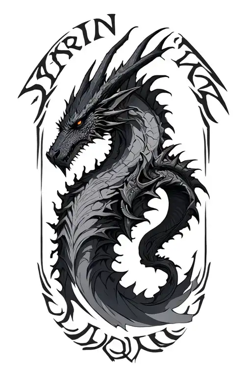 skyrim logo with alduin tattoo design idea