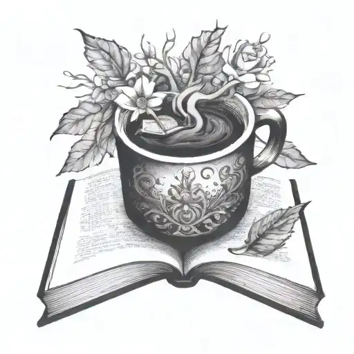 Book, coffee, smut tattoo design idea