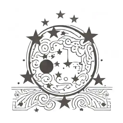 moon and stars tattoo design idea