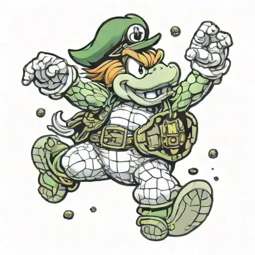 stripper Luigi koopa troopers throwing coins spilling tattoo design idea