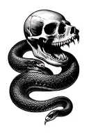 skull eating snake wrapped tattoo design idea