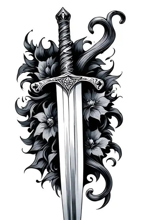 999 with sword going through it vertical tattoo design tattoo design idea