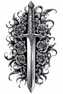 999 with sword going through it vertical tattoo design tattoo design idea