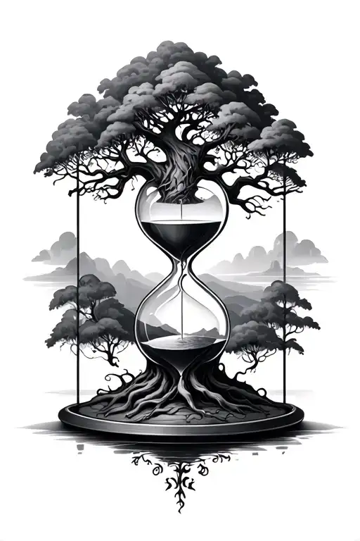Tree Hourglass tattoo design idea