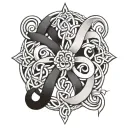 Celtic knotwork intertwined with vines and gerbers  tattoo design idea