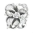 Celtic knotwork intertwined with vines and gerbers  tattoo design idea