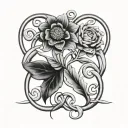 Celtic knotwork intertwined with vines and gerbers  tattoo design idea