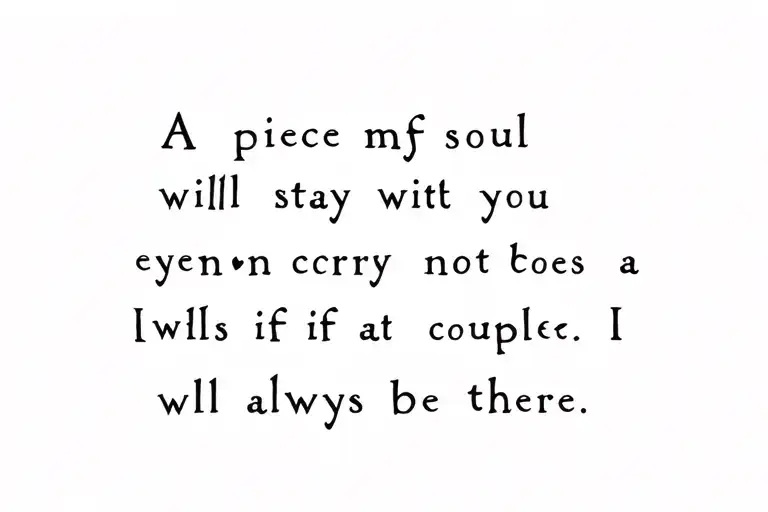 A piece of my soul will stay with you does not cry even if it hurts a couple I will always be there tattoo design idea