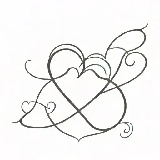 two hearts connected by initials m and c tattoo design idea