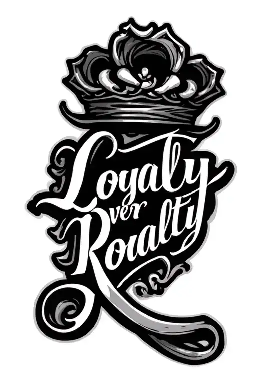 loyalty over royalty fancy cursive font tattoo design idea