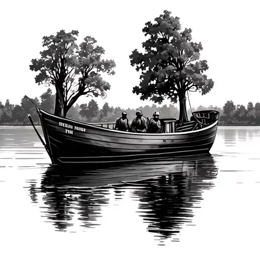 farming, boat on lake, notre dame fighting Irish tattoo design idea