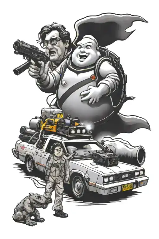 ghostbusters, back to the future tattoo design idea