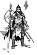 persia warrior standing tattoo design idea