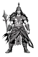 persia warrior standing tattoo design idea