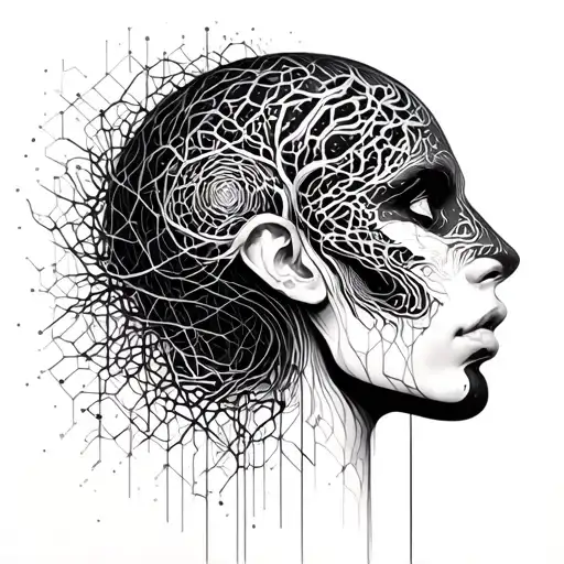 cybersignalism neural network connections intertwined tattoo design idea