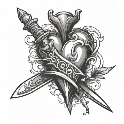 A heart with a dagger stuck in it tattoo design idea