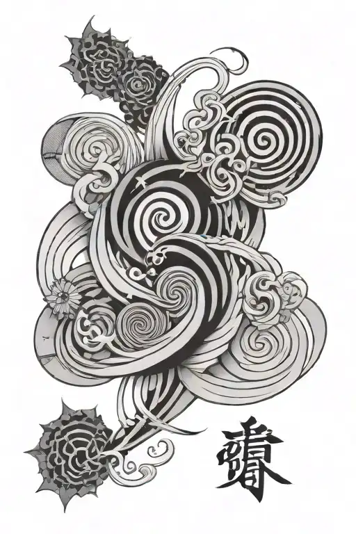 BRAVE writing, spiral, air, love, japanese breezes, masculine, minimal tattoo design idea