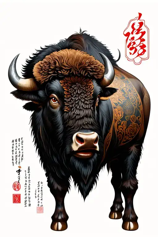 bison tattoo design idea