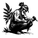 Native American plumber fixing tattoo design idea