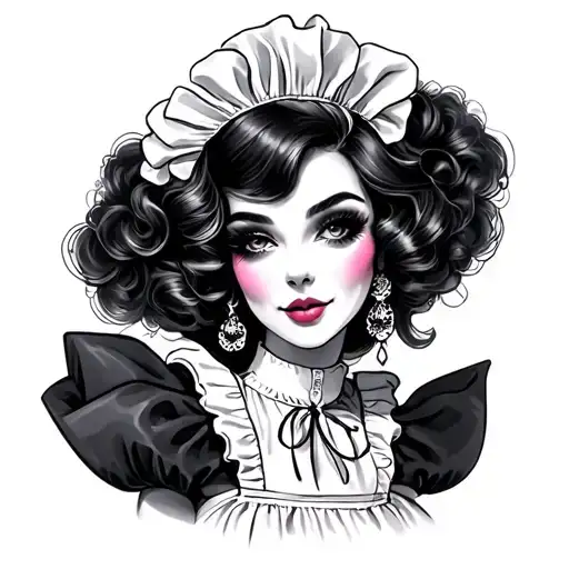 sissy pink maid tattoo design idea
