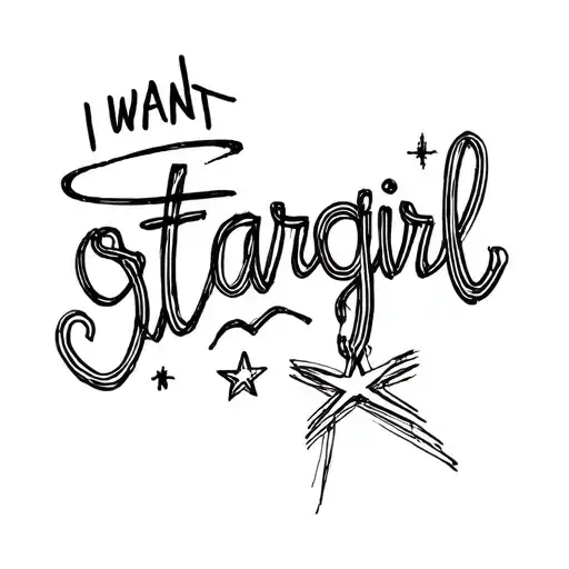 I want "stargirl" written in cursive with The Weeknd's logo "xo" incorporated in the text tattoo design idea
