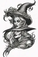 evil witch  tattoo design idea