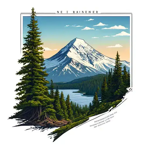 mt rainier and nature with relation to washington state tattoo design idea