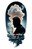 A realistic tattoo of a smoke cloud morphing into the silhouette of your dad, with the words 'Always watching over us' written beneath, combining your love for your dad and smoking tattoo design idea