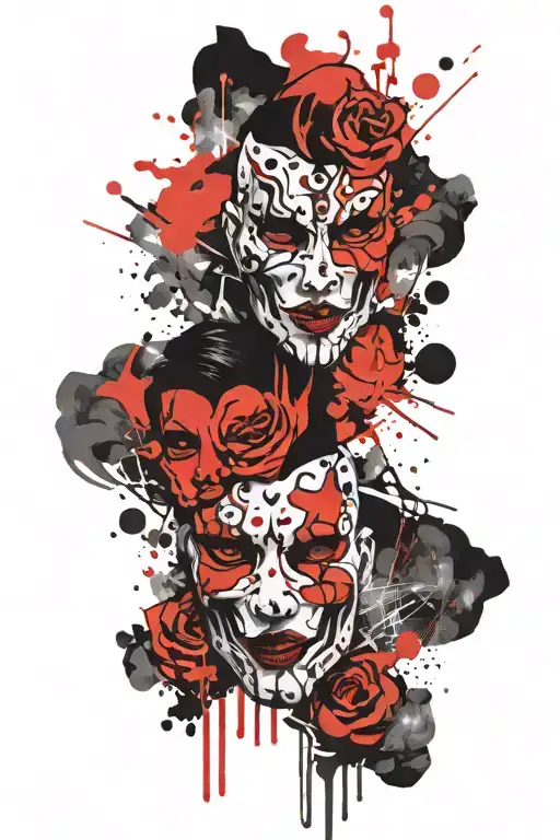 Comedy tragedy masks tattoo design idea