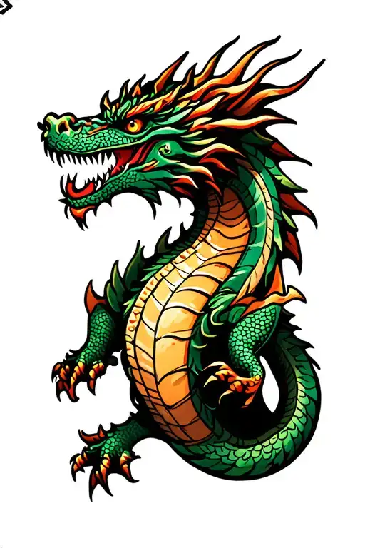 American traditional dragon  tattoo design idea