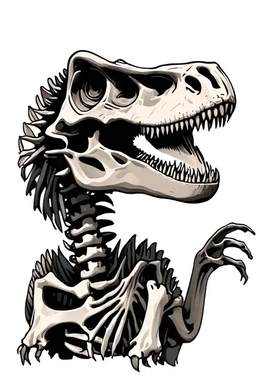 dinosaur fossil skeleton tattoo design idea