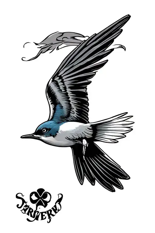 gothic sailor jerry swallow flying tattoo design idea