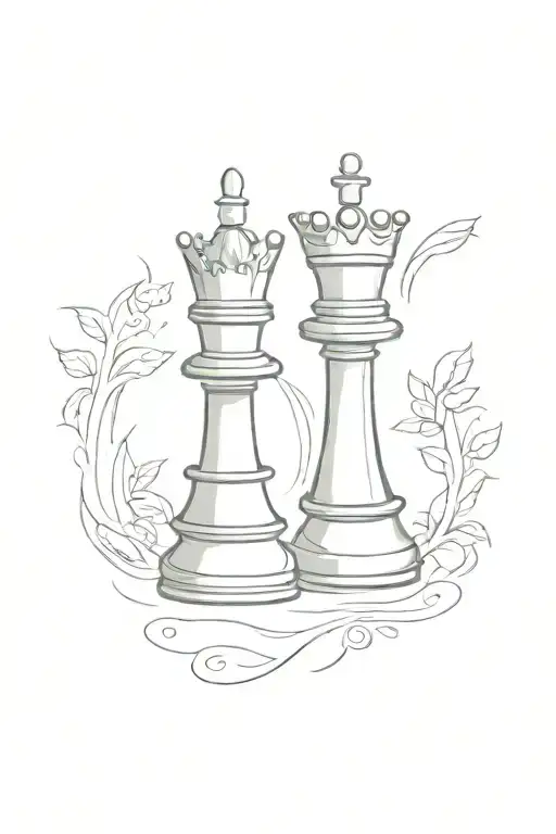 chess pieces king and queen love tattoo design idea