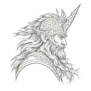 viking warrior wearing wolf head on top of his head like in the northman movie tattoo design idea