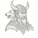 viking warrior wearing wolf head on top of his head like in the northman movie tattoo design idea