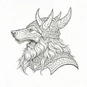 viking warrior wearing wolf head on top of his head like in the northman movie tattoo design idea