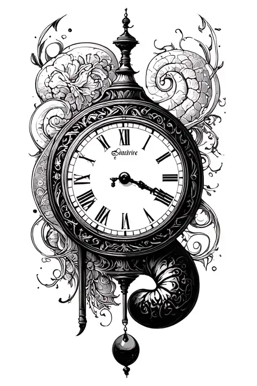 1 kidney pendulum clock tattoo design idea