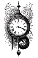 1 kidney pendulum clock tattoo design idea
