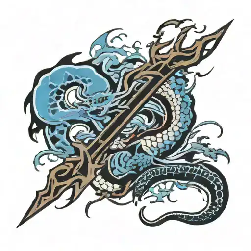 Kaizen Japanese Characters Combined Tattoo with blue lightning idea tattoo design idea