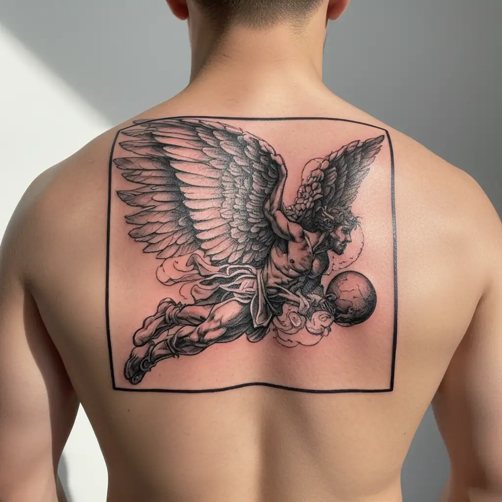 Icarus falling from the sky tattoo design idea