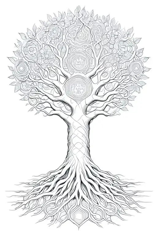 fibonacci, tree of life, timeline tattoo design idea