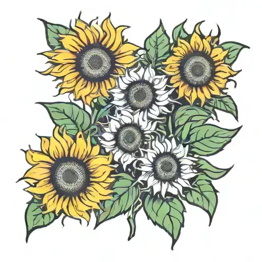 sunflowers vibrant rockabilly tattoo design idea