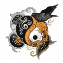 birds yin and yang music notes intertwined tattoo design idea