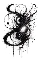 dark abstract, expressive blackwork, raw brush strokes cyber gothic ornamental, black ink tattoo design idea
