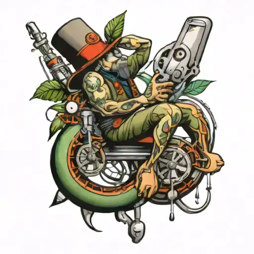 bio mechanic on legs tattoo design idea